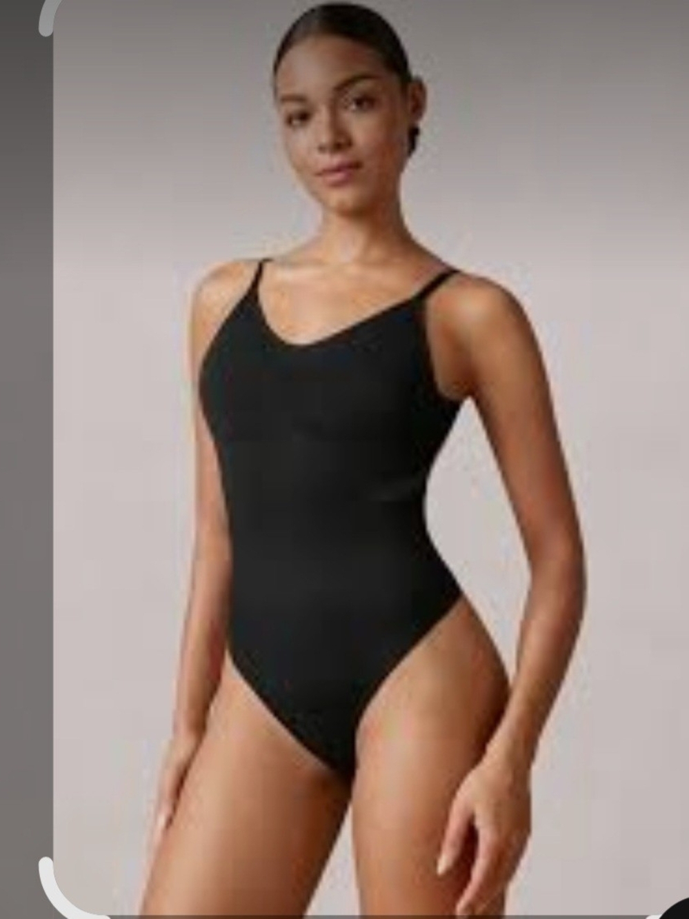 Women’s Black Scoop-Neck Bodysuit with Thin Straps